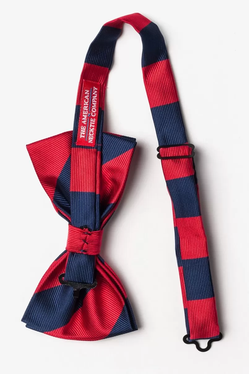 Ties Red & Navy Stripe Pre-Tied Bow Tie Red&NavyBlue Flash Sale