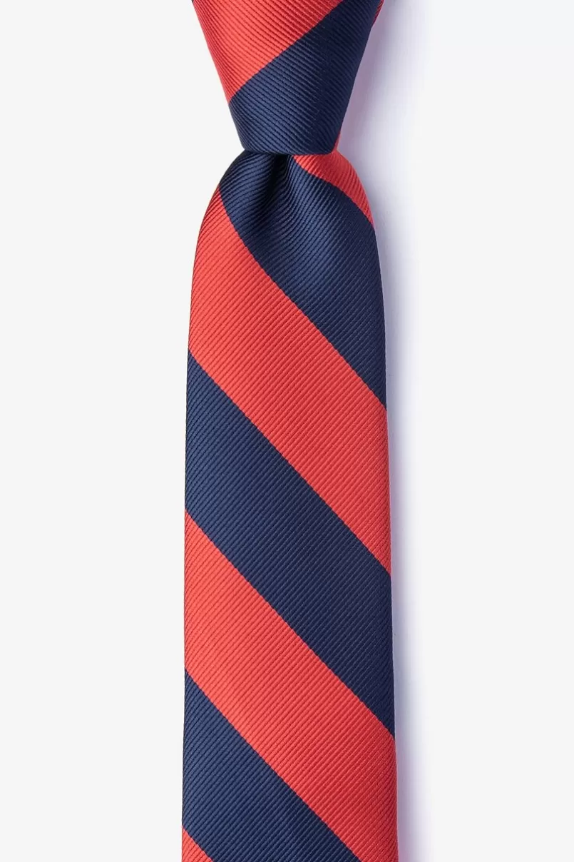 Ties Red & Navy Stripe Skinny Tie Red&NavyBlue Fashion