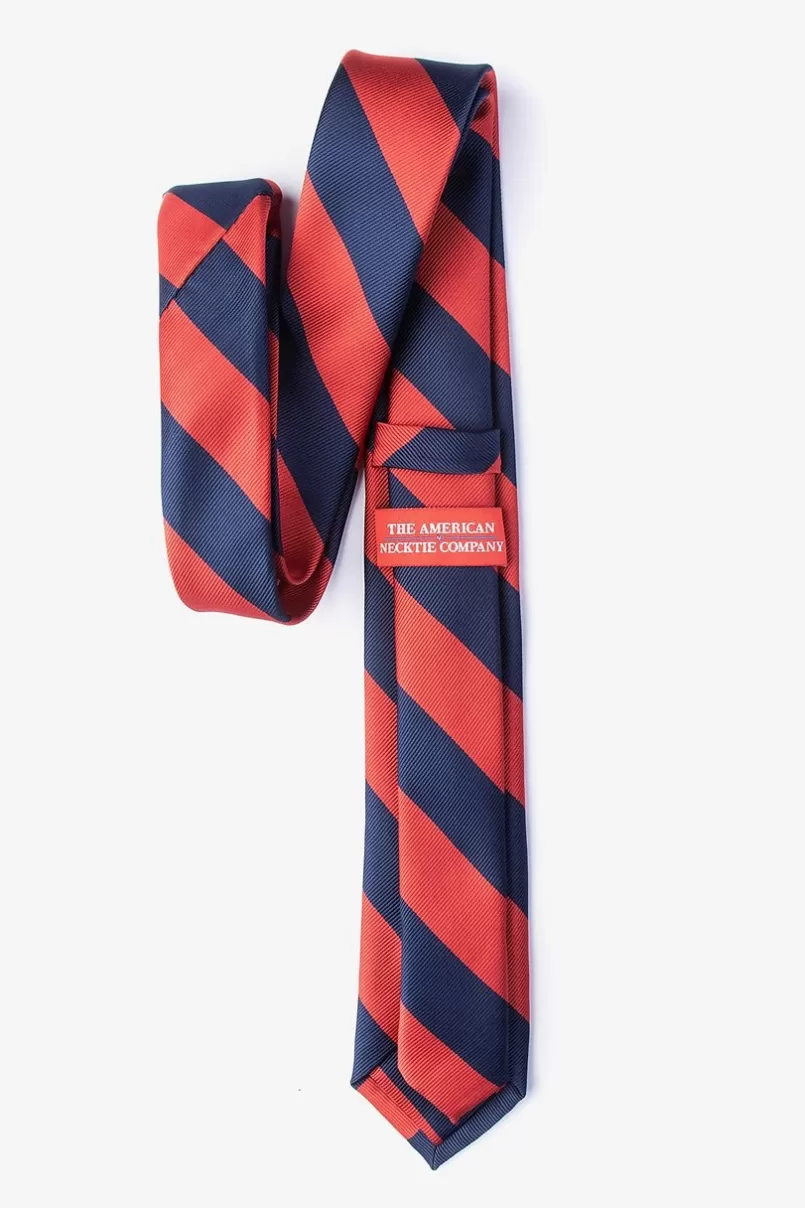 Ties Red & Navy Stripe Skinny Tie Red&NavyBlue Fashion