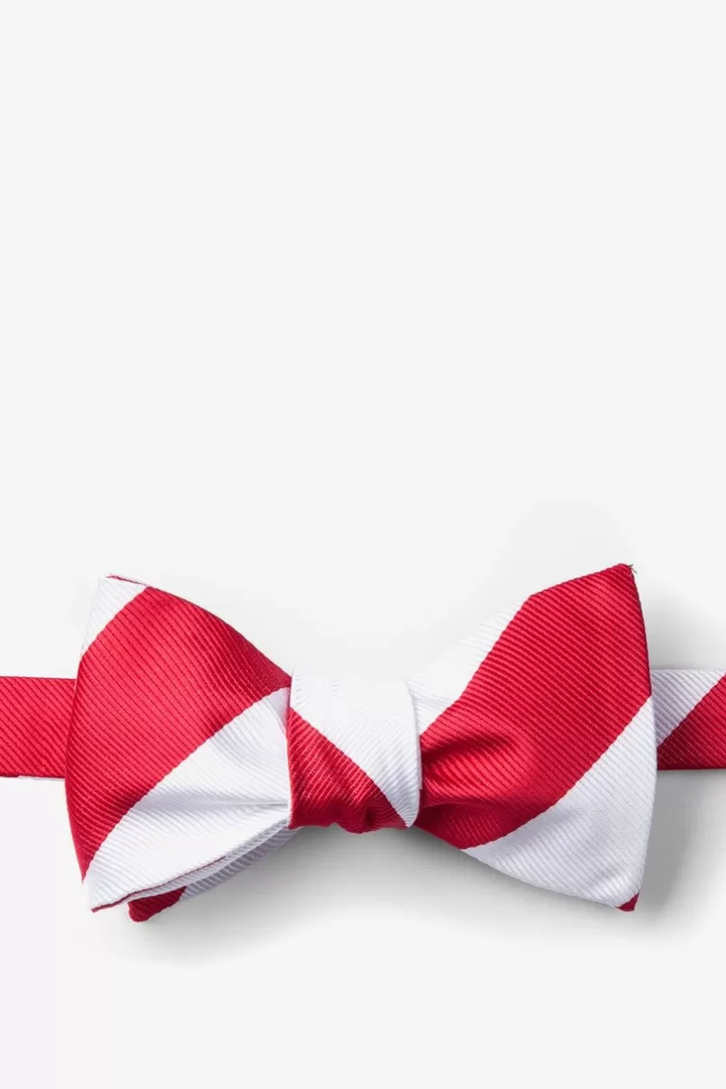 Ties Red & White Stripe Self-Tie Bow Tie Red&White Cheap