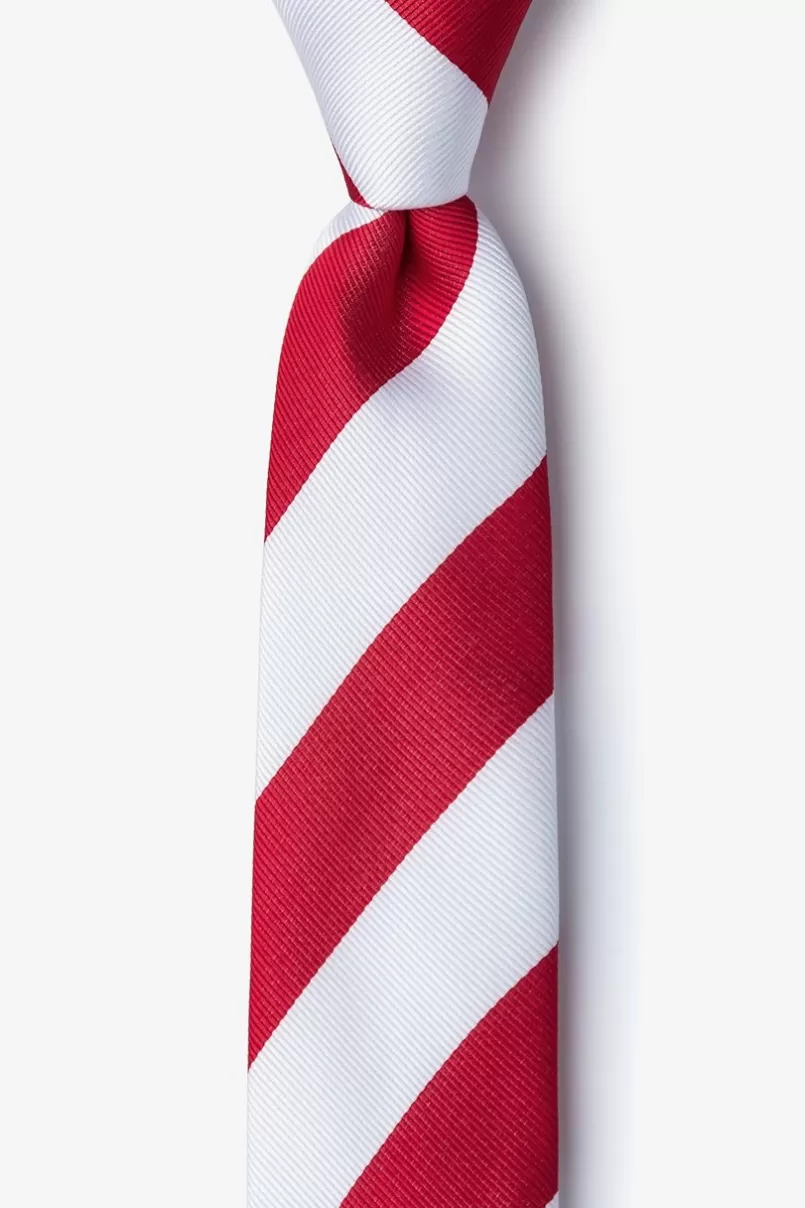 Ties Red & White Stripe Skinny Tie Red&White Best Sale