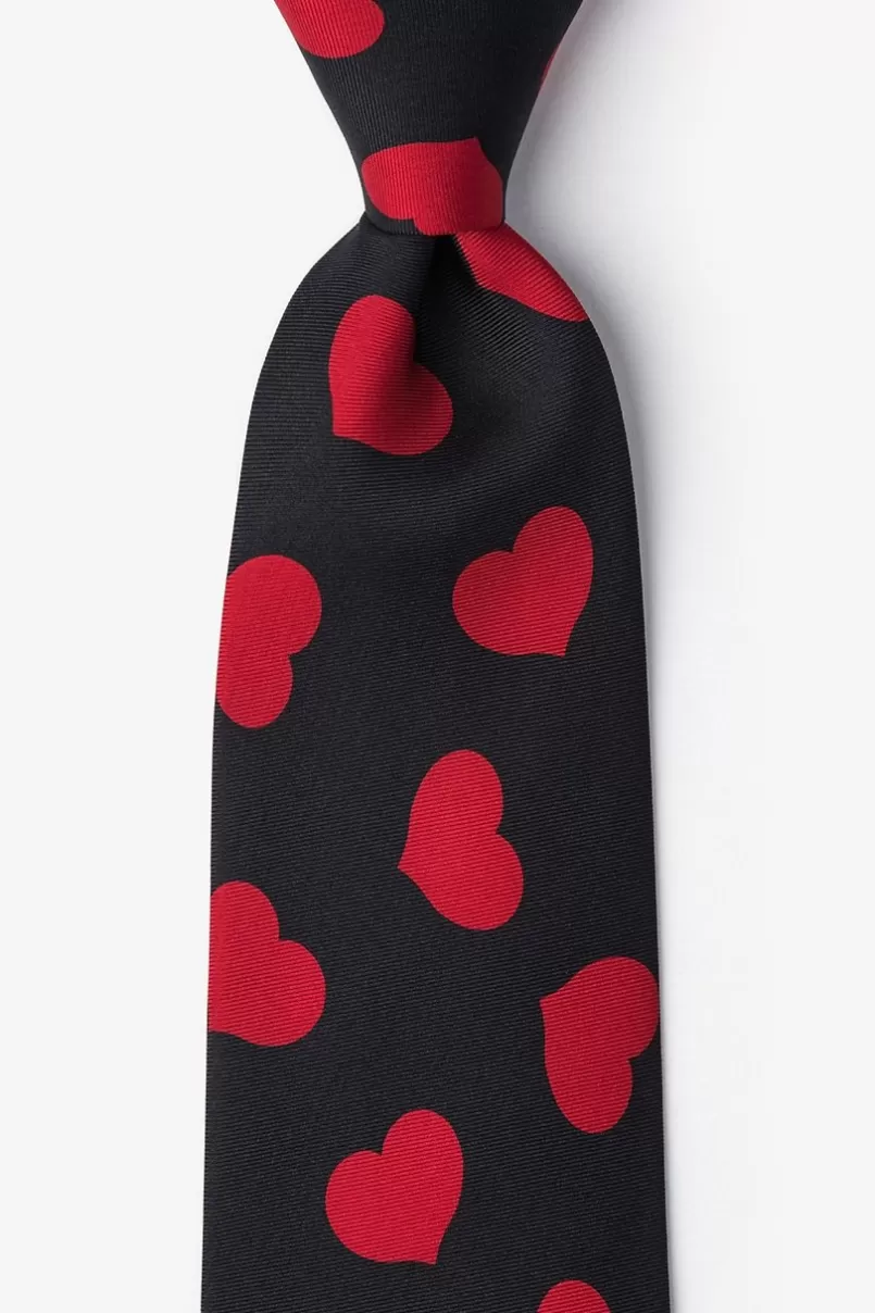 Ties Red Hearts Black Tie Store