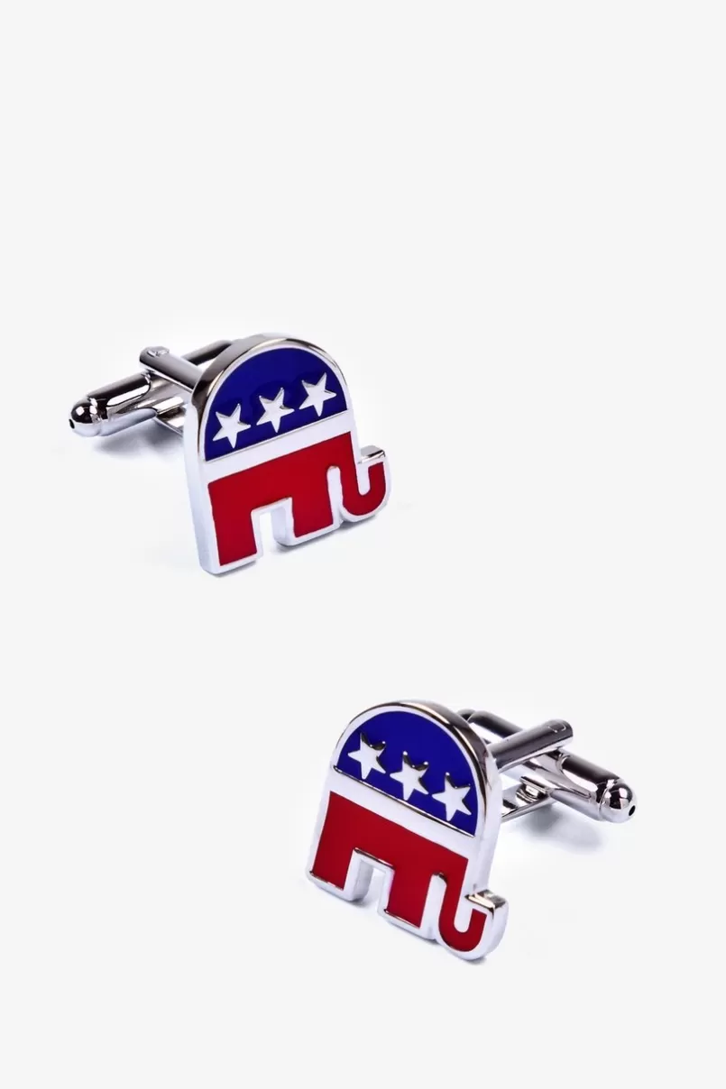 Ties Republican Elephant Red Cufflinks Fashion