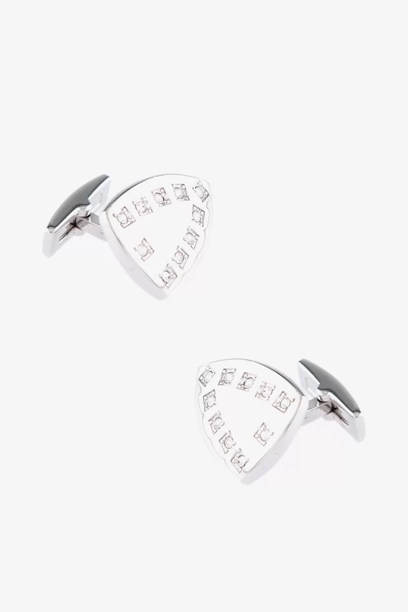 Ties RHINESTONE SHIELD Silver Cufflinks Fashion