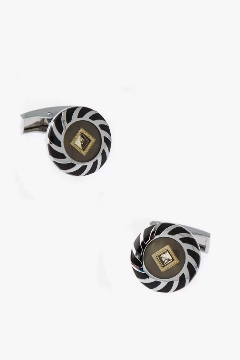 Ties Rhinestone Wheel Gold Cufflinks Store