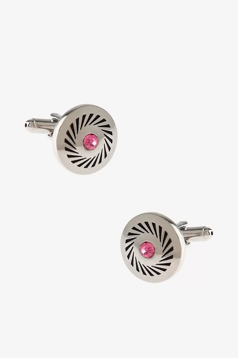 Ties Rhinestone Wheel Pink Cufflinks Hot