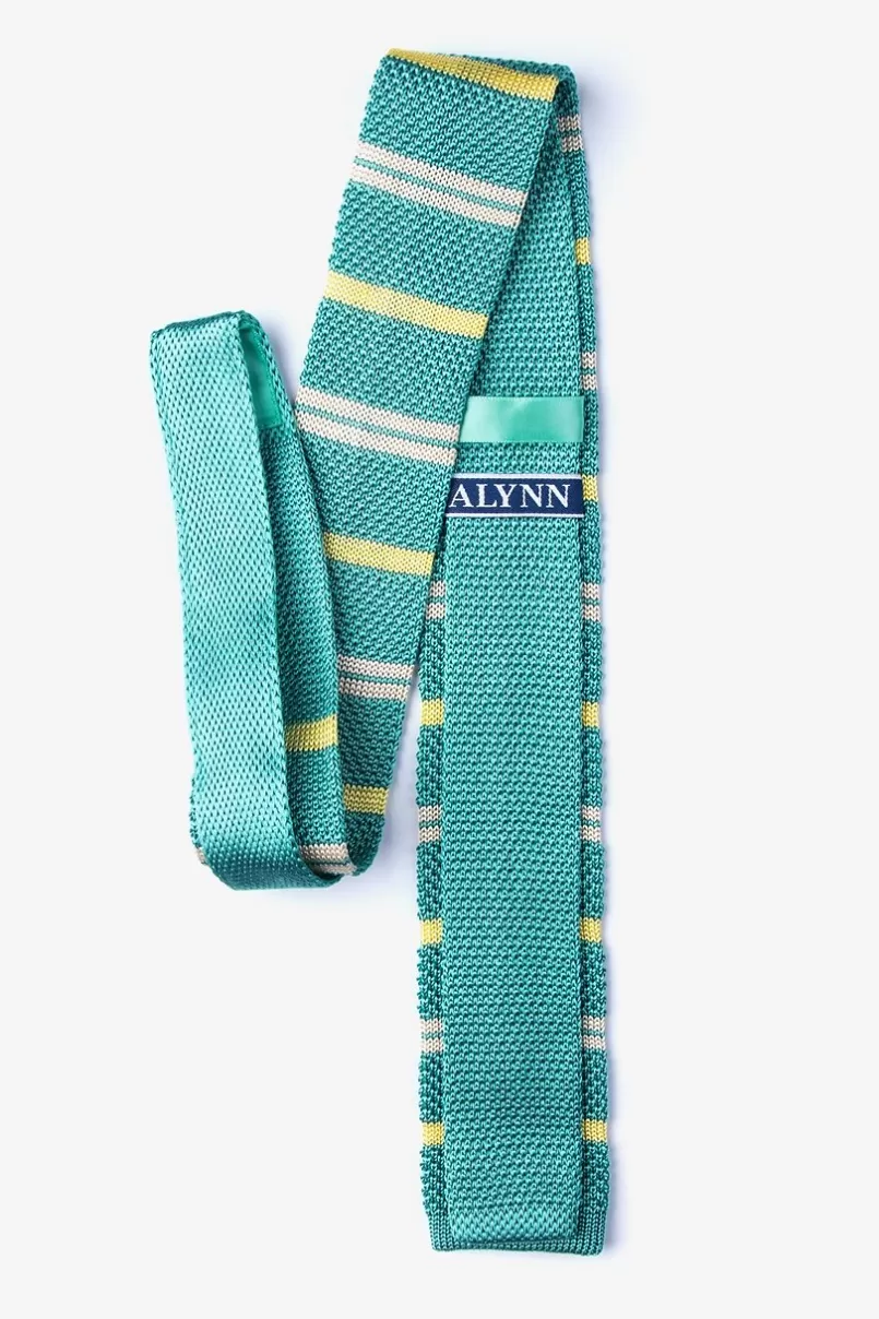 Ties Roman Stripe Teal Knit Skinny Tie New