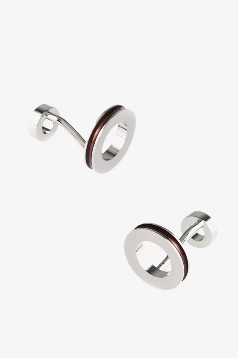 Ties Round Ring Burgundy Cufflinks Store