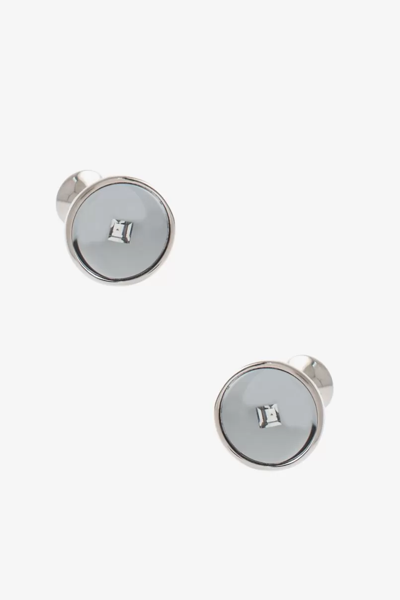 Ties Round Square Gem Silver Cufflinks Flash Sale