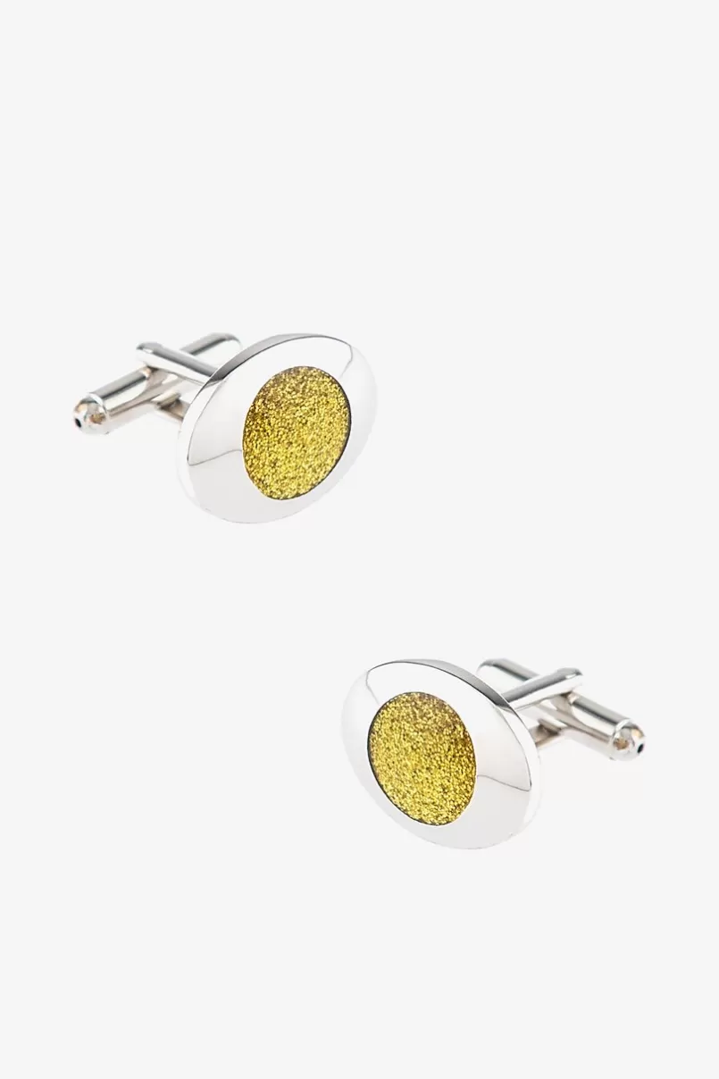 Ties Rounded Oval Yellow Cufflinks Outlet