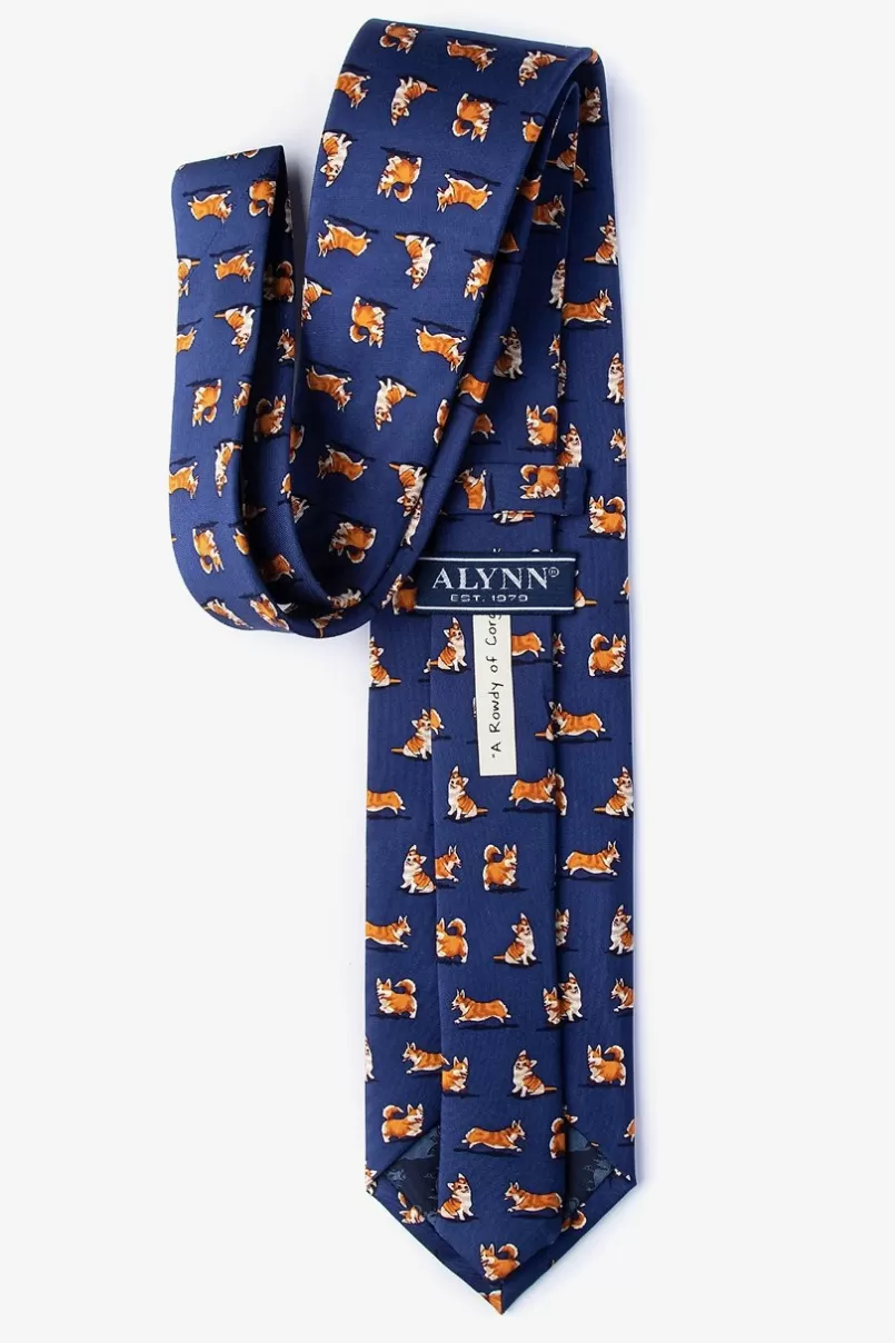 Ties Rowdy Corgis Navy Blue Tie NavyBlue Cheap