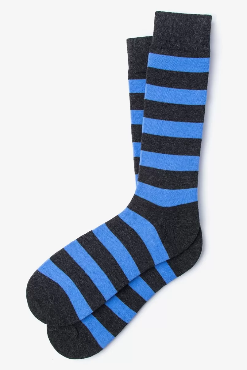 Ties Rugby Stripe Blue Sock Blue&HeatherGray Discount