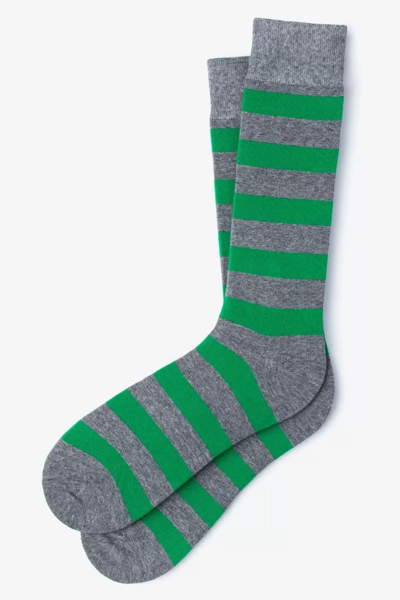 Ties Rugby Stripe Green Sock Green&HeatherGray Store