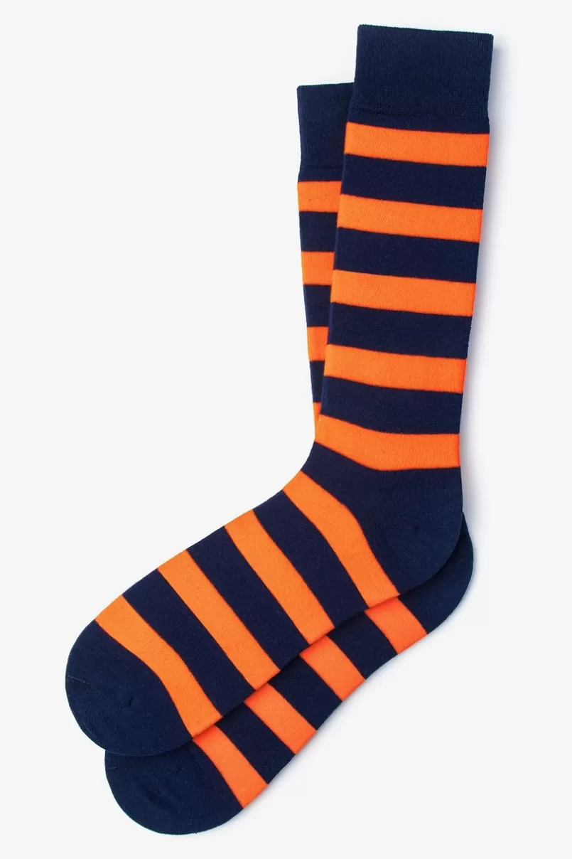 Ties Rugby Stripe Orange Sock Orange&NavyBlue Outlet