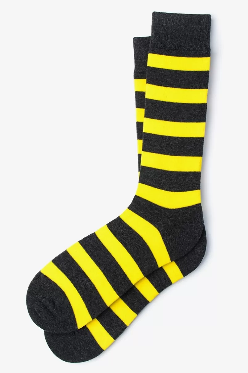 Ties Rugby Stripe Yellow Sock Yellow&HeatherGray Outlet