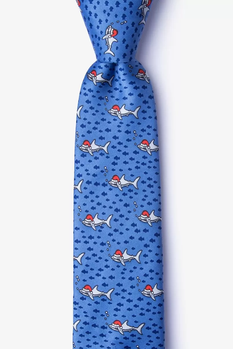 Ties Santa Sharks Blue Skinny Tie Discount