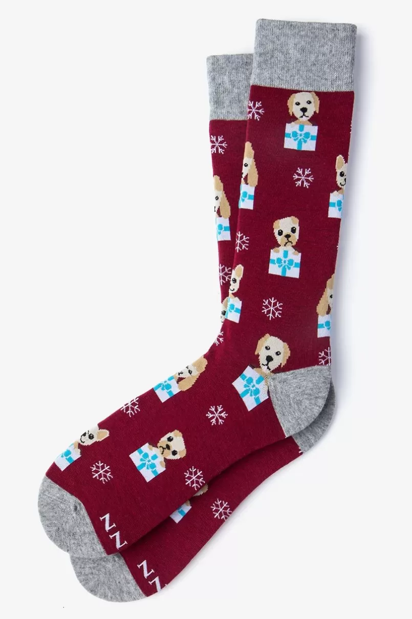 Ties Santa's Lil' Yelpers Sock Burgundy Sale