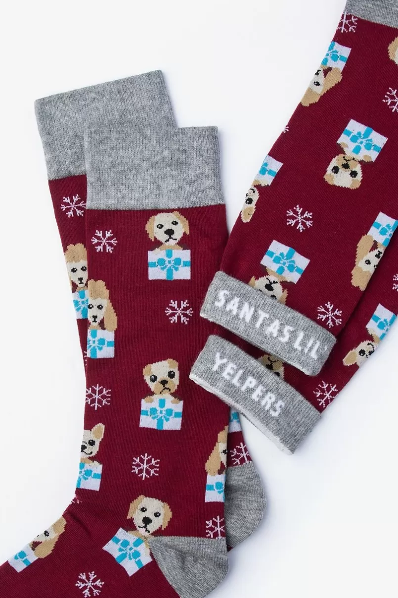 Ties Santa's Lil' Yelpers Sock Burgundy Sale