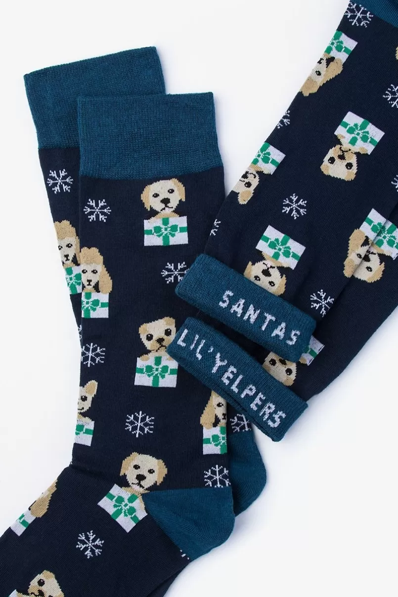 Ties Santa's Lil' Yelpers Navy Blue Sock NavyBlue Outlet