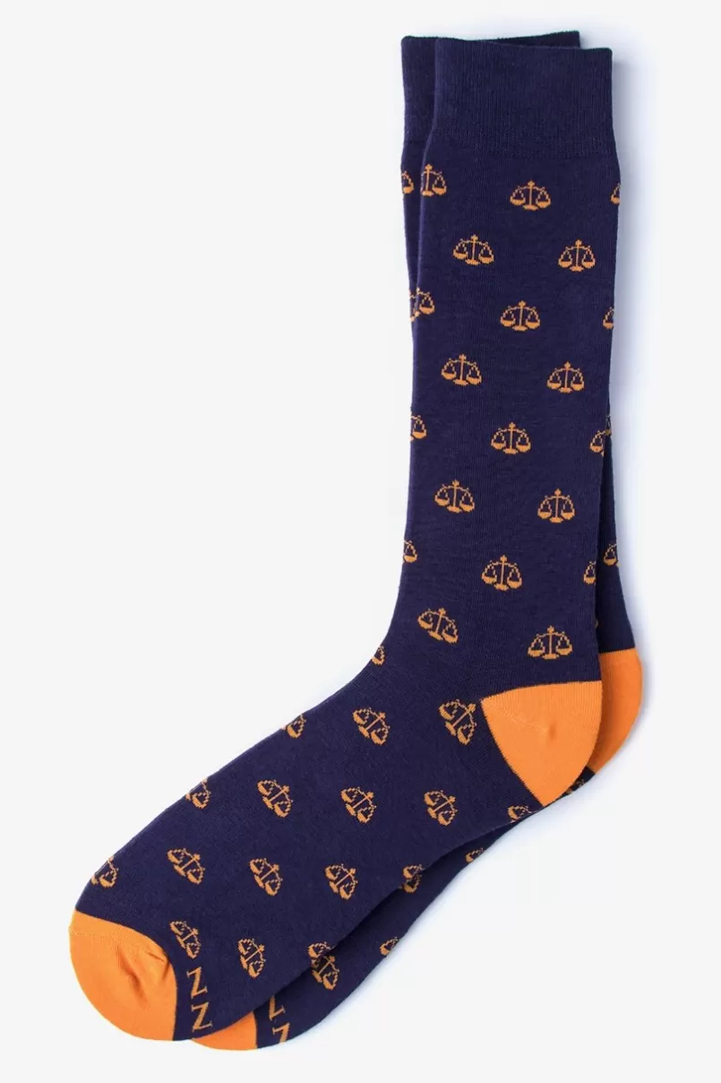 Ties Scales of Justice | Lawyer Navy Blue Sock NavyBlue Sale