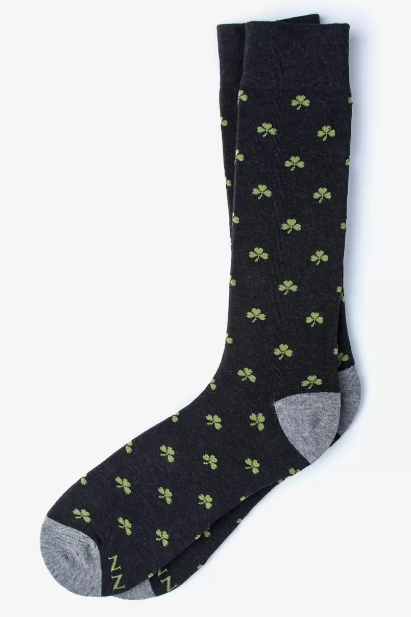 Ties Shamrock Sock Black New