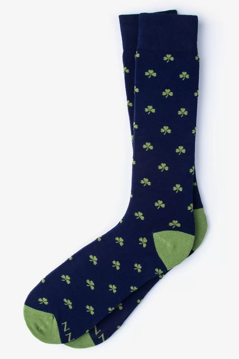 Ties Shamrock Navy Blue Sock NavyBlue Cheap