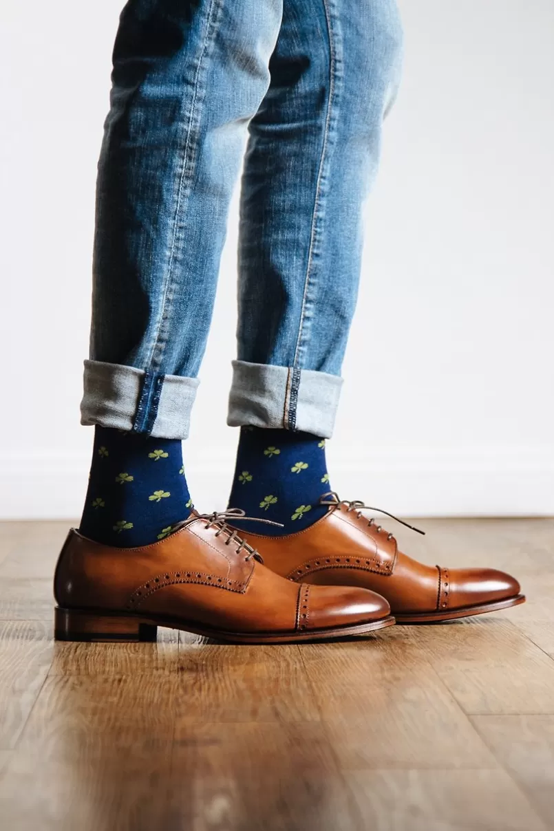 Ties Shamrock Navy Blue Sock NavyBlue Cheap