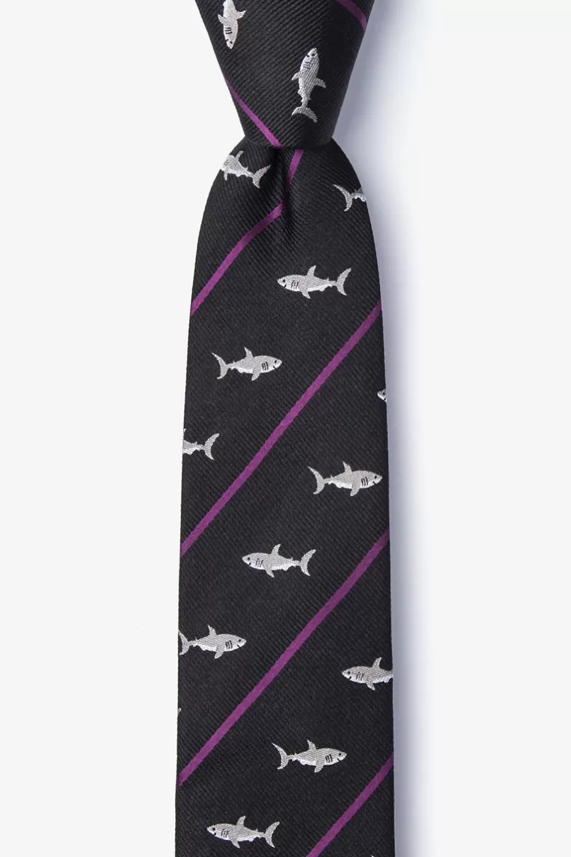 Ties Shark Infested Waters Skinny Tie Black Flash Sale