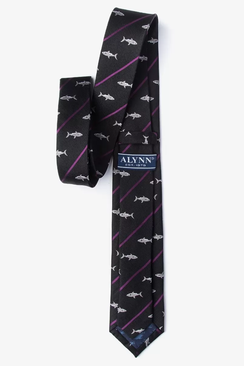 Ties Shark Infested Waters Skinny Tie Black Flash Sale