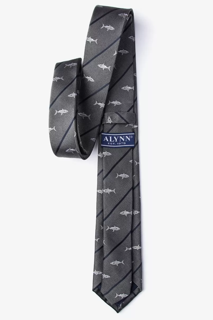 Ties Shark Infested Waters Skinny Tie Charcoal Fashion