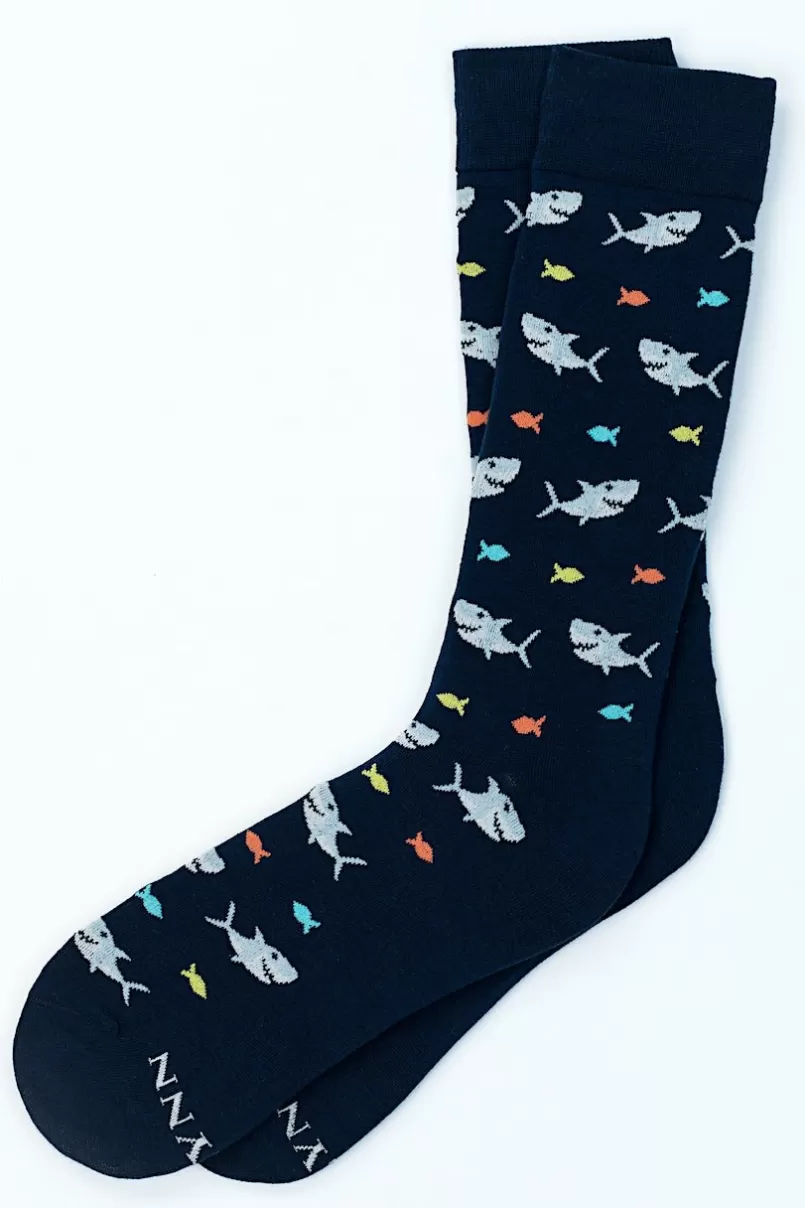 Ties Shark Navy Blue Sock Outlet