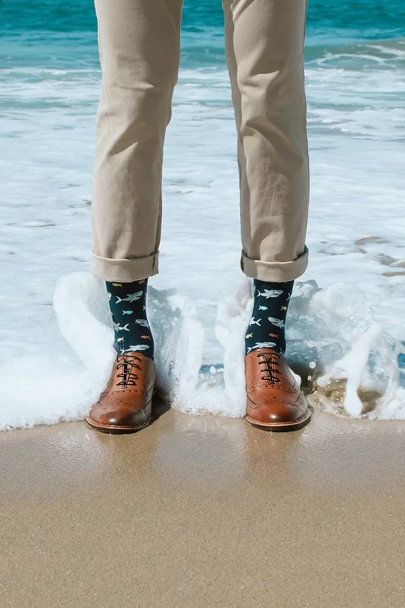 Ties Shark Navy Blue Sock Outlet