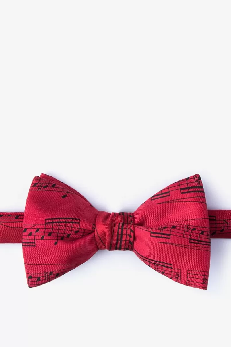 Ties Sheet Music Red Self-Tie Bow Tie Hot