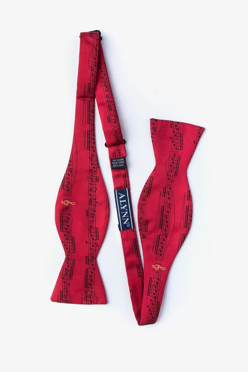 Ties Sheet Music Red Self-Tie Bow Tie Hot