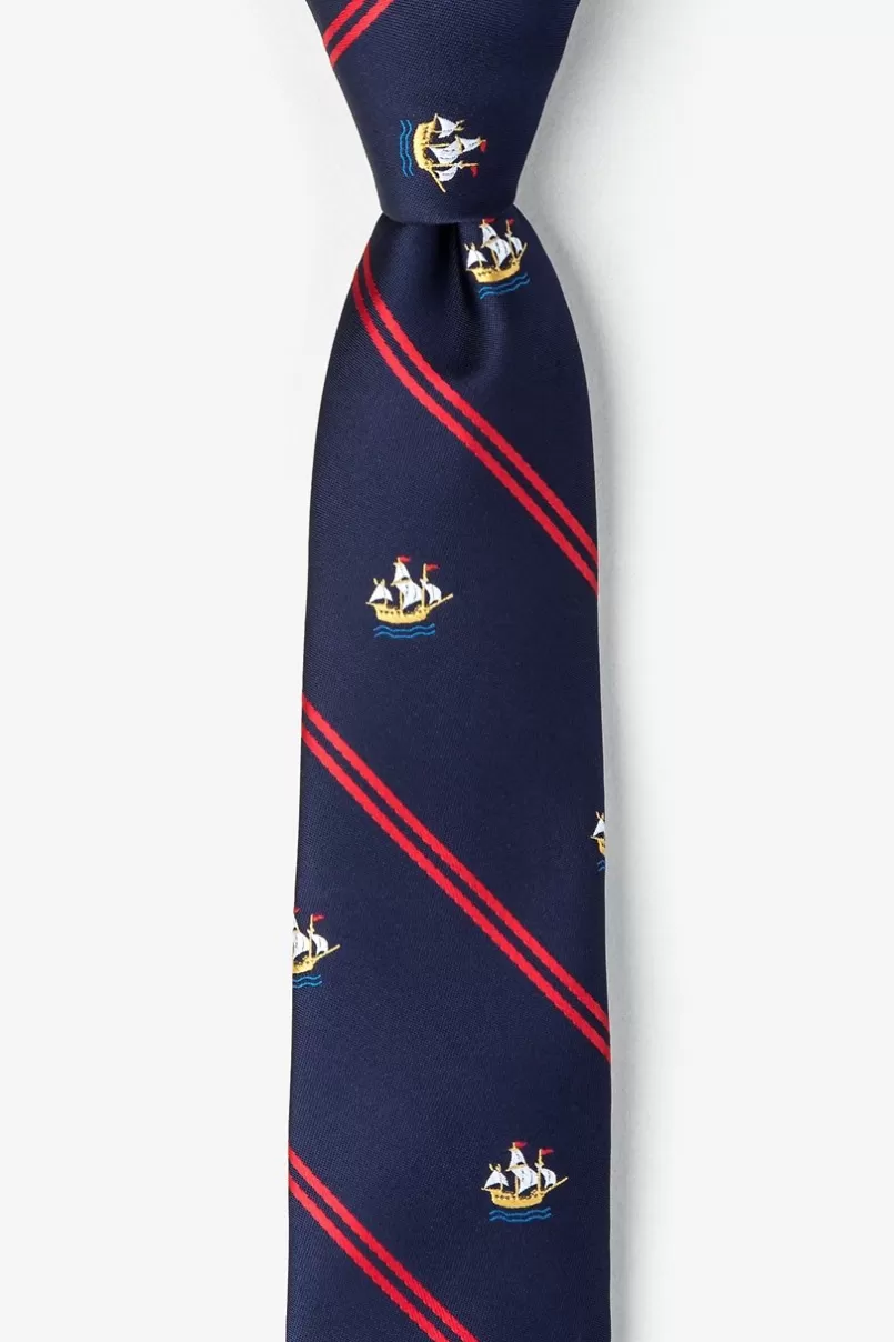 Ties Ship Stripe Navy Blue Skinny Tie NavyBlue Best