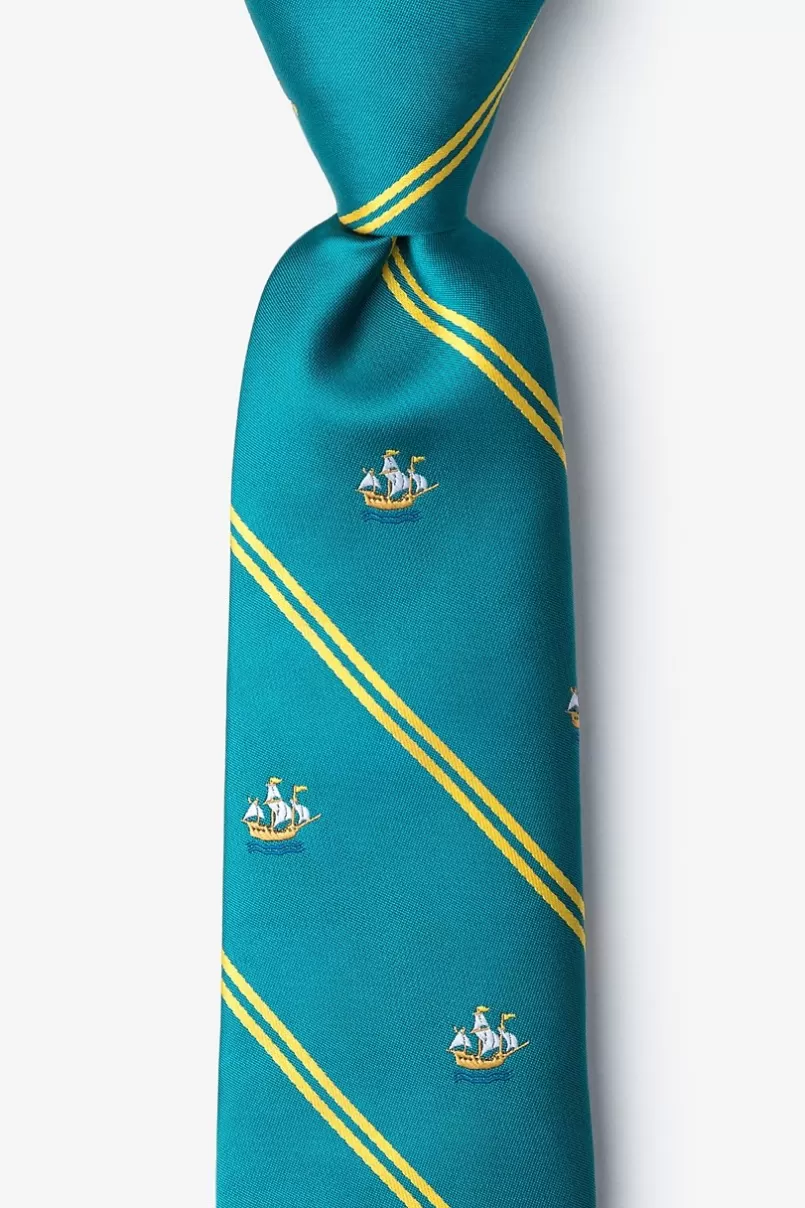 Ties Ship Stripe Teal Extra Long Tie Clearance