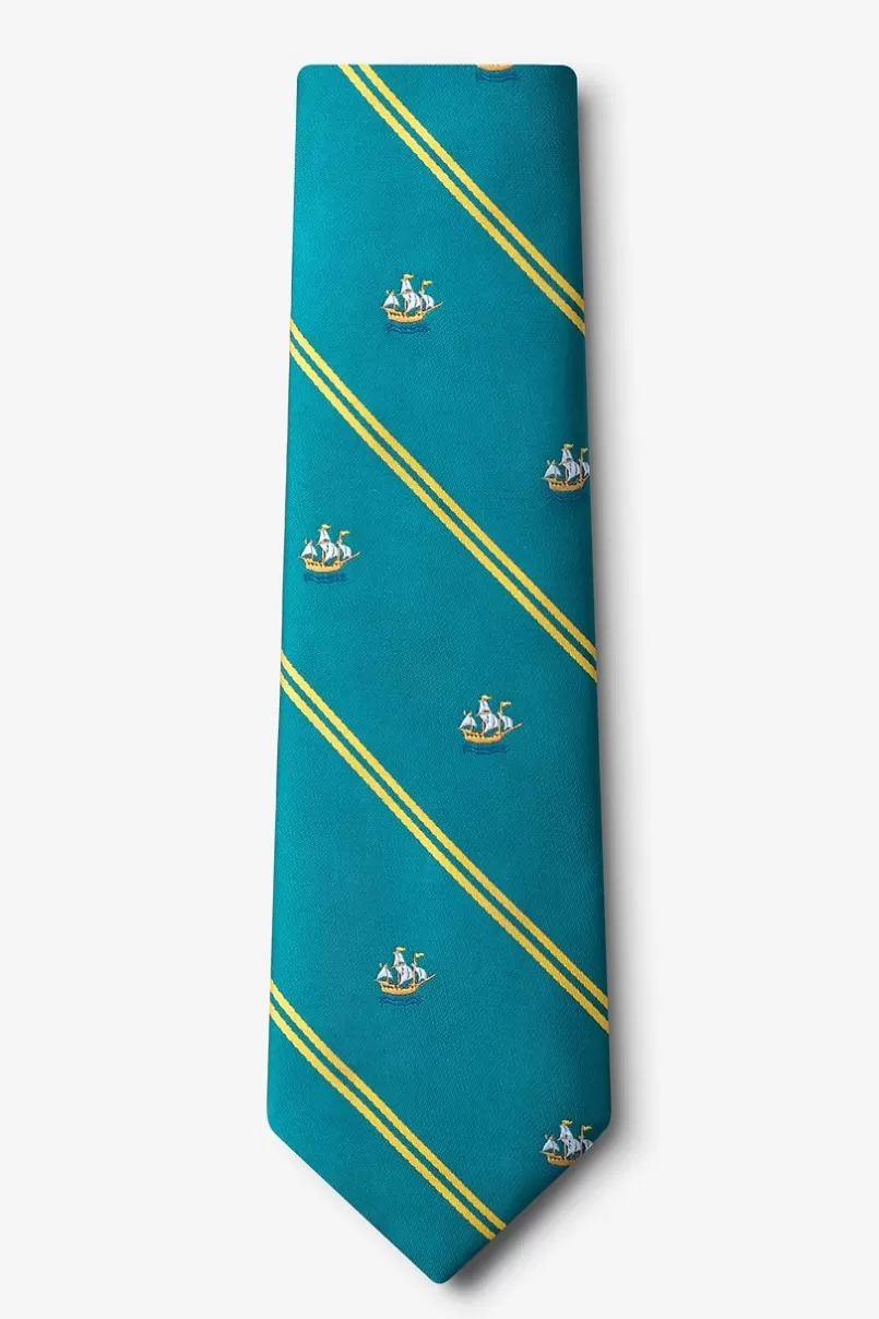 Ties Ship Stripe Teal Extra Long Tie Clearance