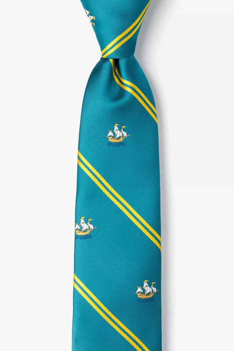 Ties Ship Stripe Skinny Tie Teal New