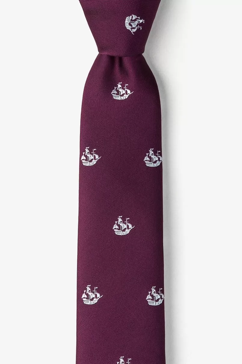 Ties Ships Ahoy Skinny Tie Burgundy Store