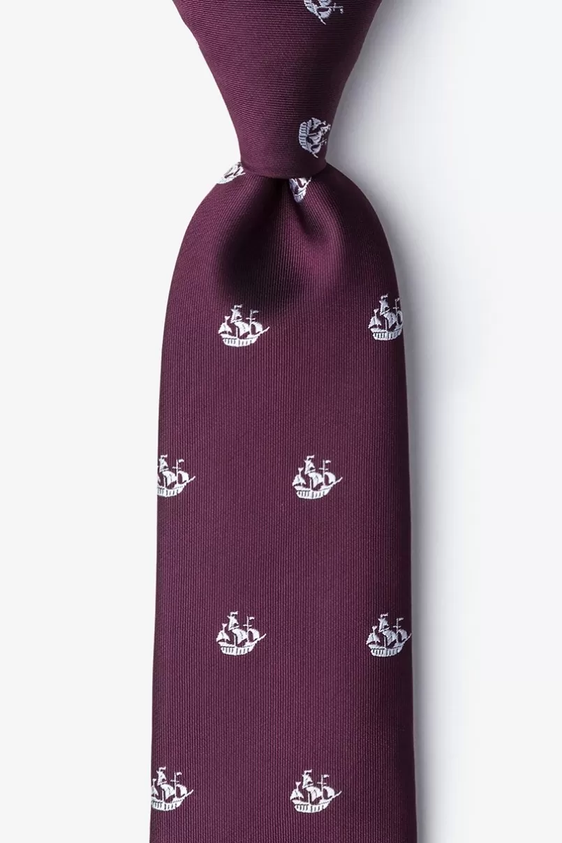 Ties Ships Ahoy Tie Burgundy Discount