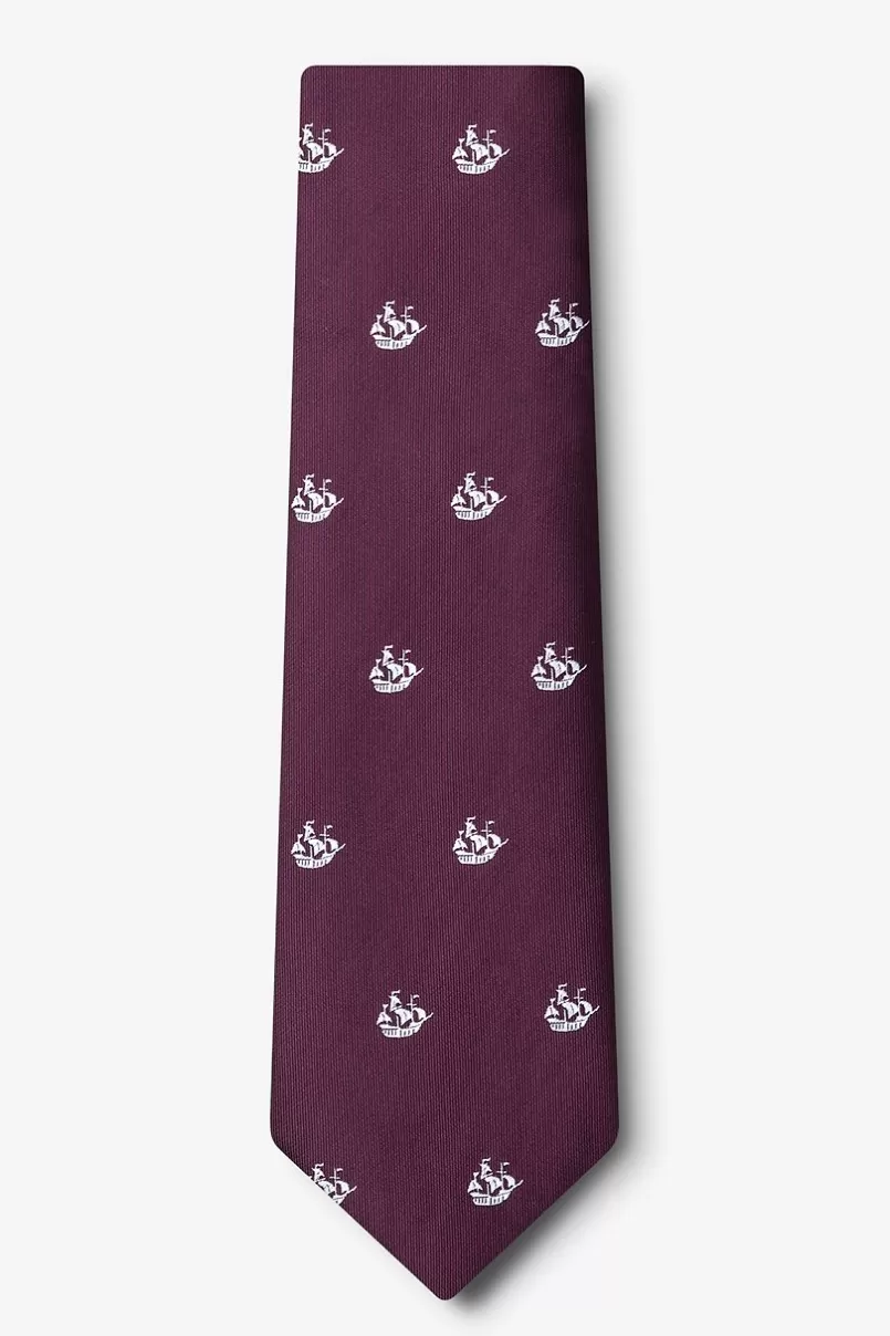 Ties Ships Ahoy Tie Burgundy Discount