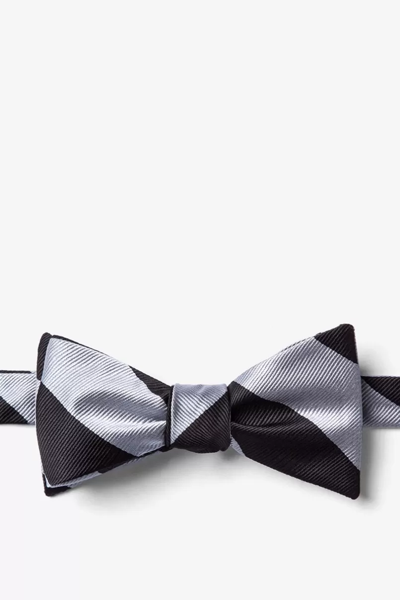 Ties Silver & Black Stripe Self-Tie Bow Tie Silver&Black Discount