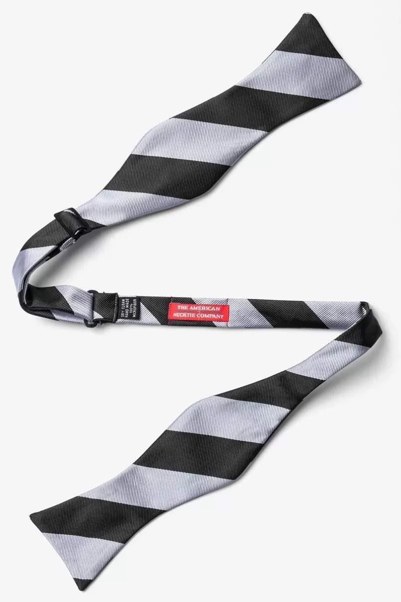 Ties Silver & Black Stripe Self-Tie Bow Tie Silver&Black Discount