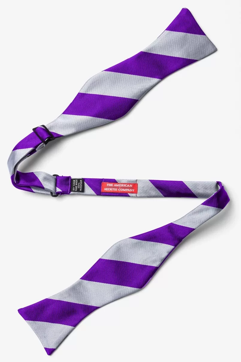 Ties Silver & Purple Stripe Self-Tie Bow Tie Silver&Purple Online