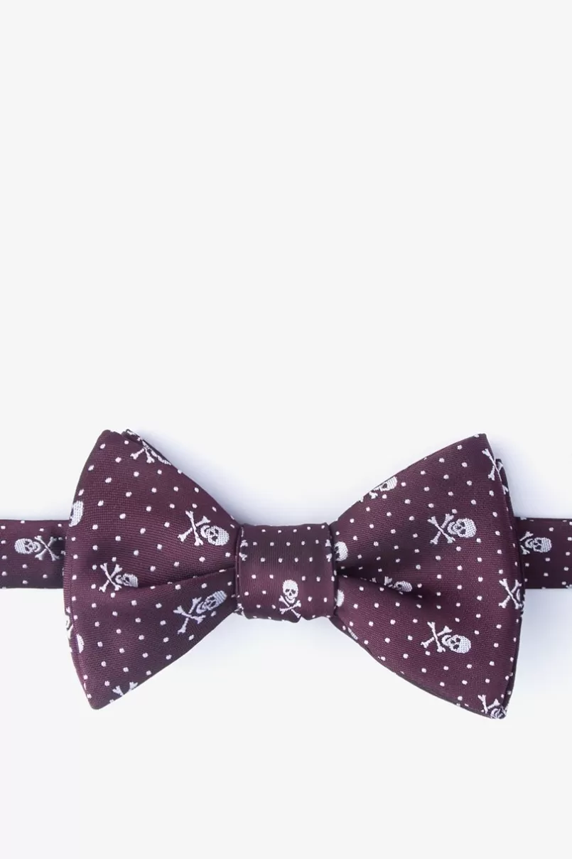 Ties Skull and Polka Dot Self-Tie Bow Tie Burgundy New