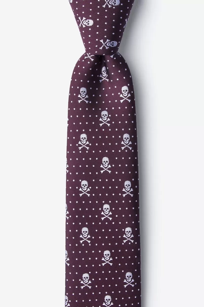 Ties Skull and Polka Dot Skinny Tie Burgundy Store