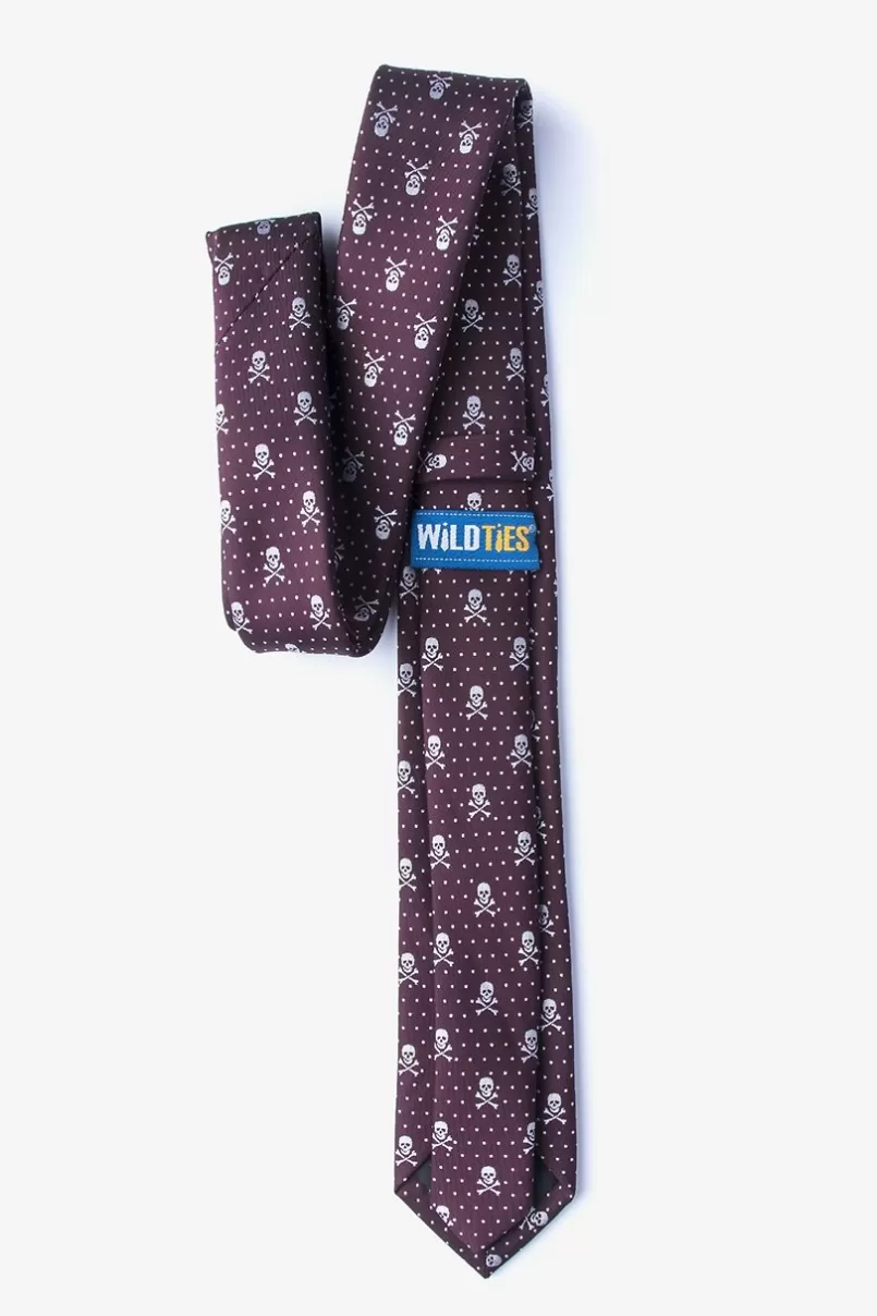 Ties Skull and Polka Dot Skinny Tie Burgundy Store