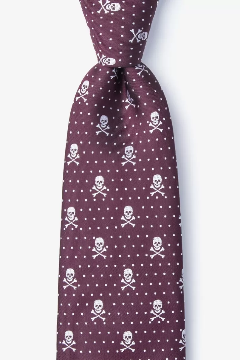 Ties Skull and Polka Dot Tie Burgundy Sale