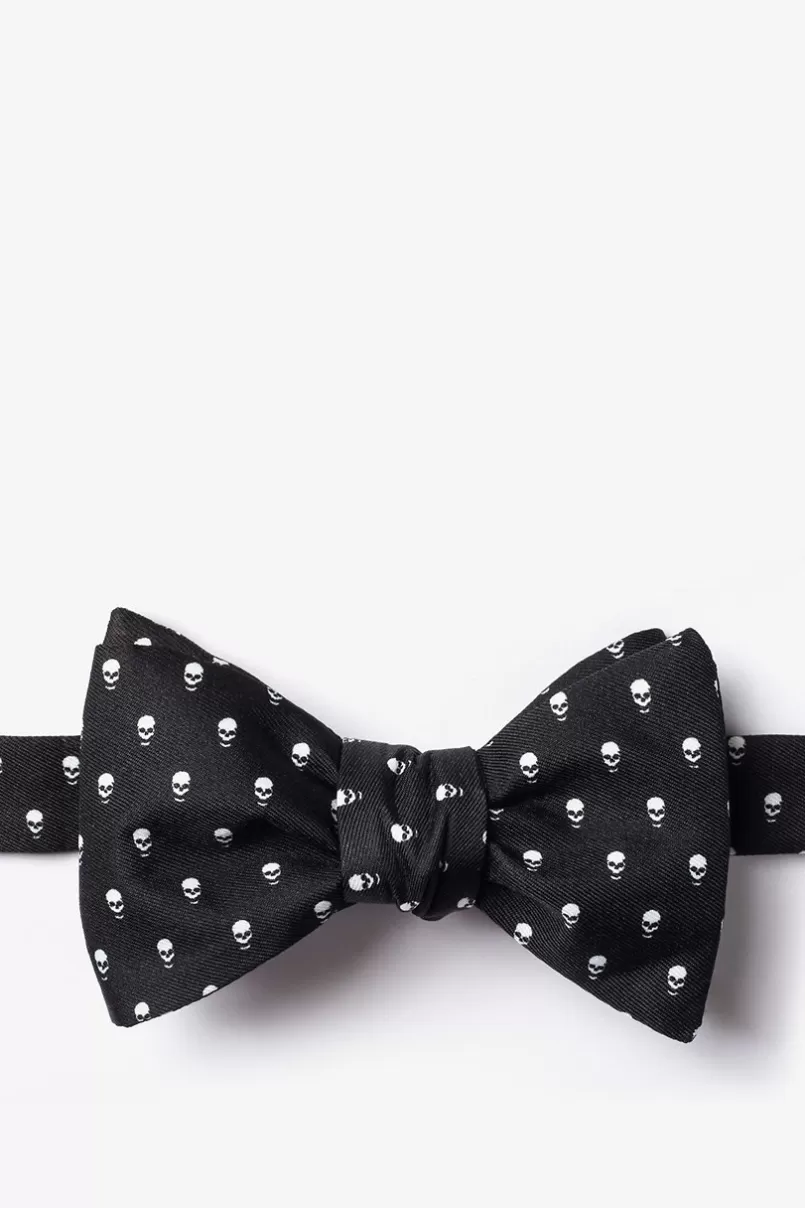 Ties Skull Polka Dot Black Self-Tie Bow Tie Flash Sale