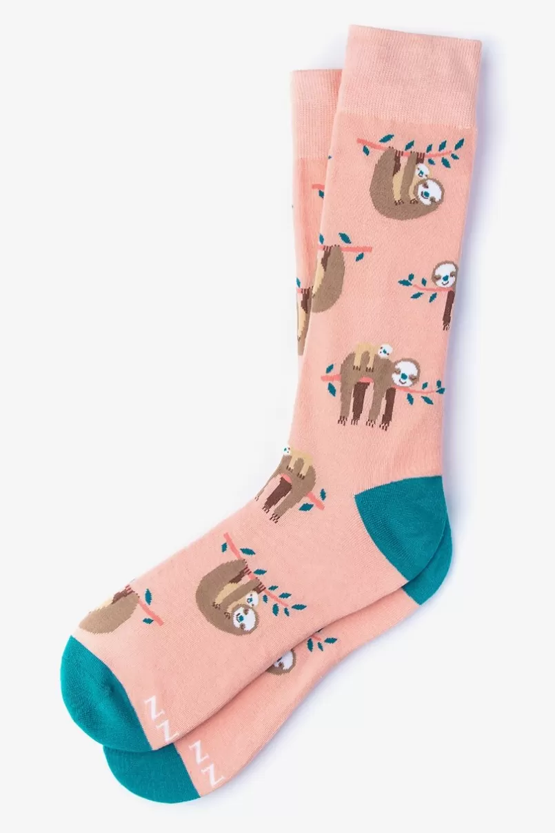 Ties Sloth Sock Coral Flash Sale